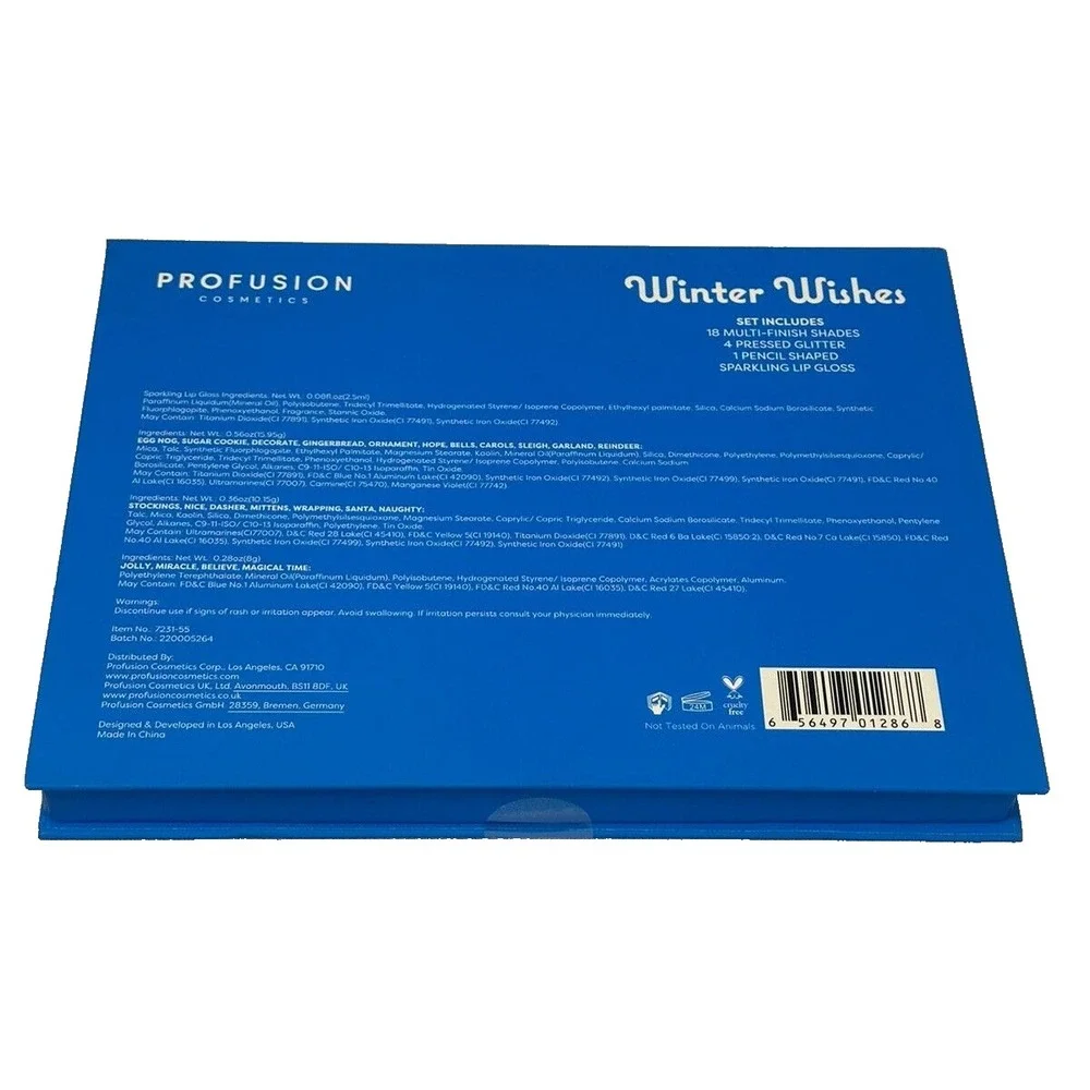 profusion cosmetics‎ eyeshadow palette winter wishes 23 piece eye & face kit